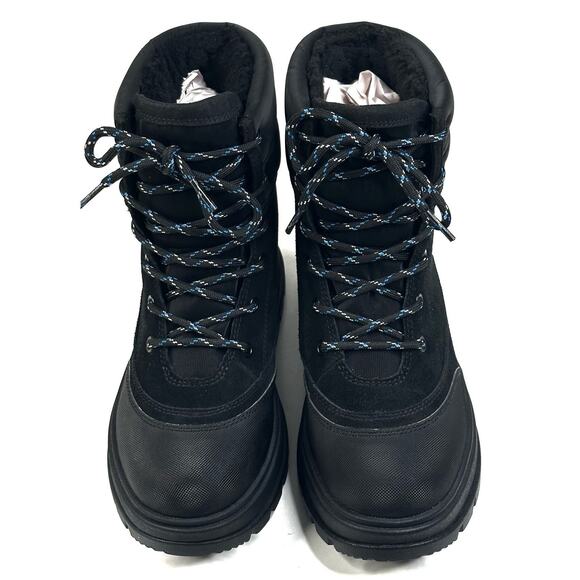 Koolaburra by UGG Deza Lace-Up Utility Boots Womens Size 6 Black Suede New $120 - Picture 2 of 15